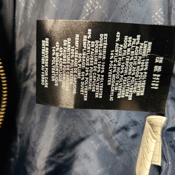 Cole Haan Navy Puffer Jacket with Fur Trim - Picture 15 of 16